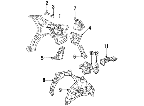 1995 Toyota Avalon Panel, Quarter Wheel House, Inner LH Diagram for 61608-07900