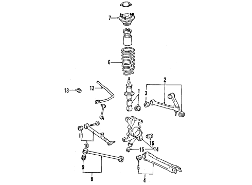 1987 Toyota Cressida Rear Suspension, Control Arm Diagram 3 - Thumbnail