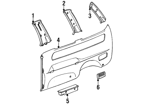 1997 Toyota Previa Panel Assy, Quarter Trim, Rear LH Diagram for 62640-28342-B1