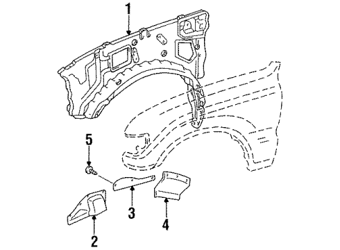 1996 Toyota Land Cruiser Seal, Front Fender Apron To Frame RH Diagram for 53738-60010