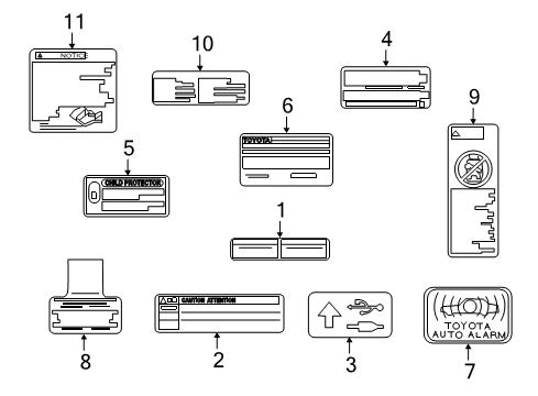 2013 Toyota Yaris Label, Emission Control Information Diagram for 11298-21190