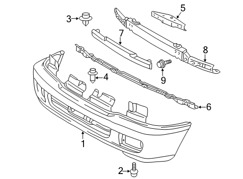 1998 Toyota Land Cruiser Bracket, Front Bumper Mounting Diagram for 52147-60050