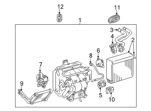 2001 Toyota Highlander A/C Evaporator & Heater Components Diagram