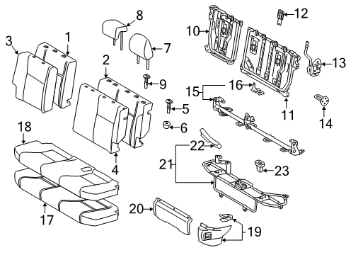 2013 Toyota Prius C Rear Seat Components Diagram 1 - Thumbnail