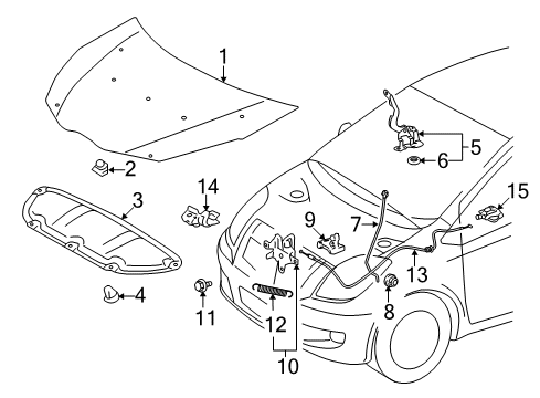 2014 Toyota Yaris Hood Sub-Assembly Diagram for 53301-52320