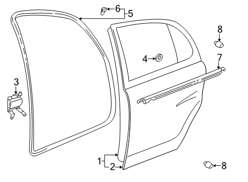 2001 Toyota Prius Moulding, Rear Door Belt, RH Diagram for 75721-47010