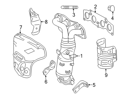 2013 Scion tC Exhaust Manifold Converter Sub-Assembly Diagram for 25051-36180