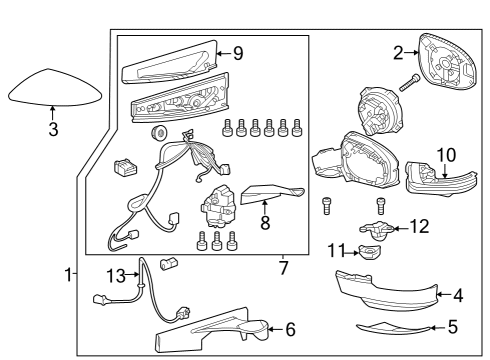 2023 Toyota Prius Outside Mirrors Diagram