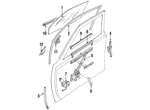 1995 Toyota 4Runner Glass Sub-Assy, Front Door, LH Diagram for 68102-35060