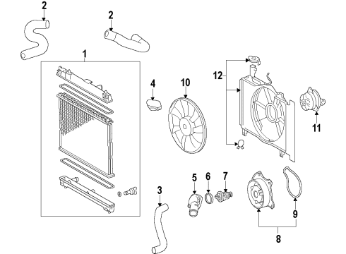 2014 Scion xD Cooling System, Radiator, Water Pump, Cooling Fan Diagram 2 - Thumbnail