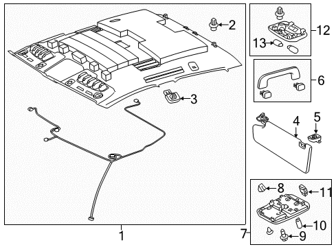 2017 Toyota Tundra Visor Assembly, Right Diagram for 74310-0C241-B1