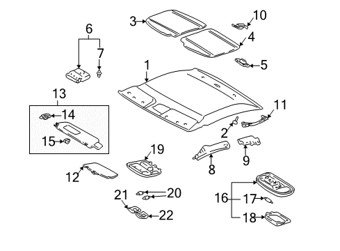 2003 Toyota Tundra Pad, Roof Headlining, LH Diagram for 63356-0C030