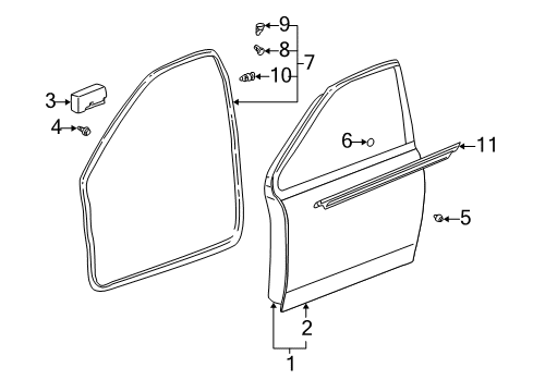 2005 Toyota Echo Door & Components Diagram