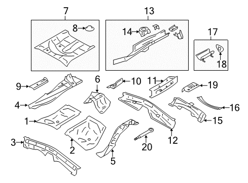 2014 Scion FR-S Rear Body - Floor & Rails Diagram