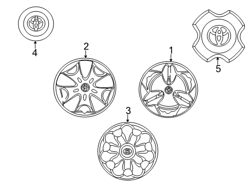 2000 Toyota Echo Wheel Covers & Trim Diagram