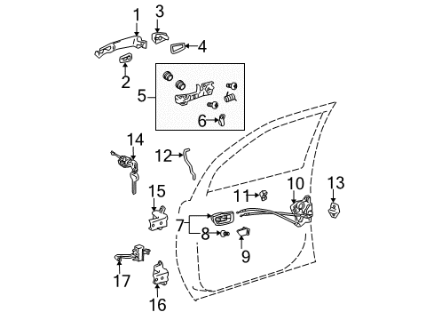 2005 Toyota Sienna Rod, Front Door Lock Open, LH Diagram for 69312-AE010