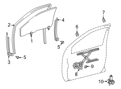 2005 Toyota Echo Front Door - Glass & Hardware Diagram