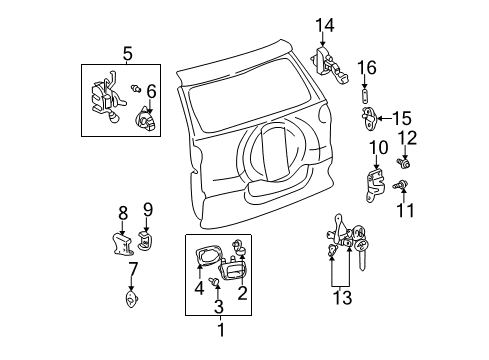 2003 Toyota RAV4 Handle, Outside, Dark Gray, Rear Outer Diagram for 69090-42060-B2