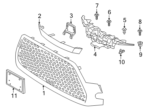 2020 Toyota Corolla Lower Radiator Grille Diagram for 53112-02A50