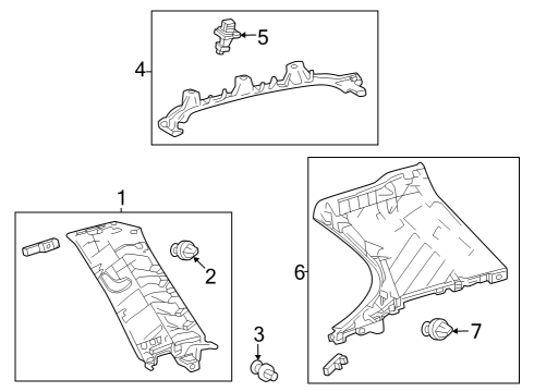 2024 Toyota Grand Highlander Interior Trim - Quarter Panels Diagram