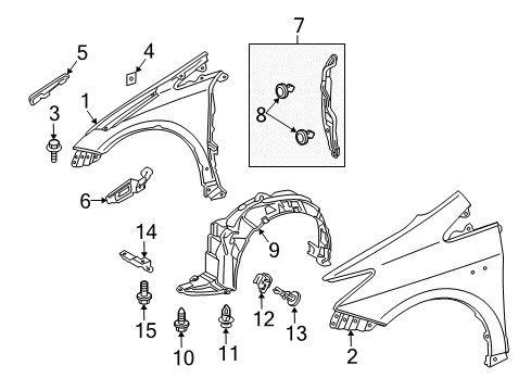 2015 Toyota Prius Plug-In Pad, Front Wheel Opening Diagram for 53852-47020