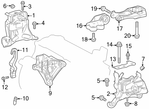 2023 Toyota Prius Engine & Trans Mounting Diagram