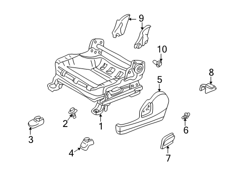 2002 Toyota Prius Cover, Seat Track Bracket, Inner Diagram for 72157-47020-B0