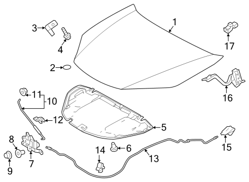 2023 Toyota Prius SUPPORT ASSY, HOOD Diagram for 53440-47090