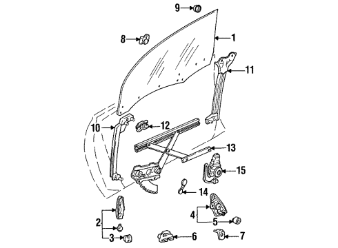 1991 Toyota Celica Regulator Sub-Assy, Front Door Window, LH Diagram for 69802-20190