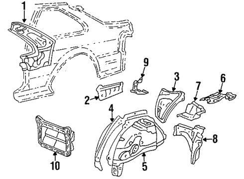 1998 Toyota Tercel Inner Structure - Quarter Panel Diagram