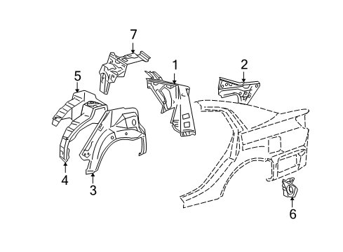 2009 Toyota Avalon Inner Structure - Quarter Panel Diagram