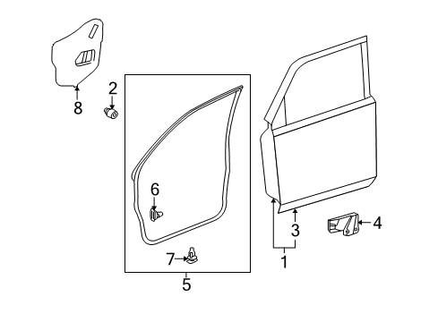 2014 Toyota 4Runner Front Door, Body Diagram