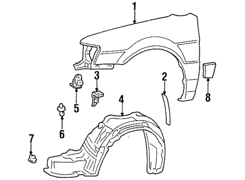 1995 Toyota Tercel Fender & Components, Exterior Trim, Trim Diagram