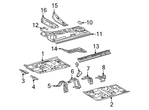 2008 Toyota Yaris Pillars, Rocker & Floor - Floor & Rails Diagram 1 - Thumbnail