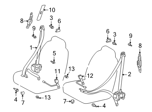 2002 Toyota Echo Front Seat Belts Diagram 2 - Thumbnail