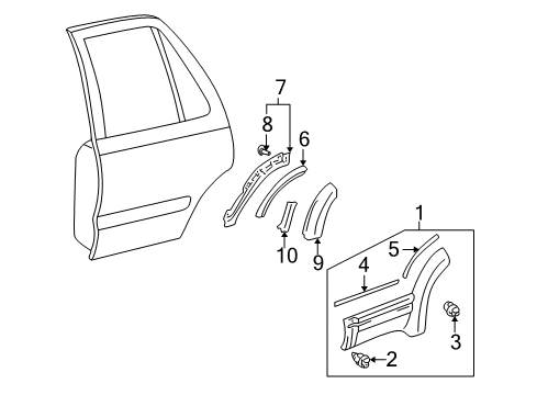 2001 Toyota 4Runner Moulding, Rear Door, Outside RH Diagram for 75075-35900-B0