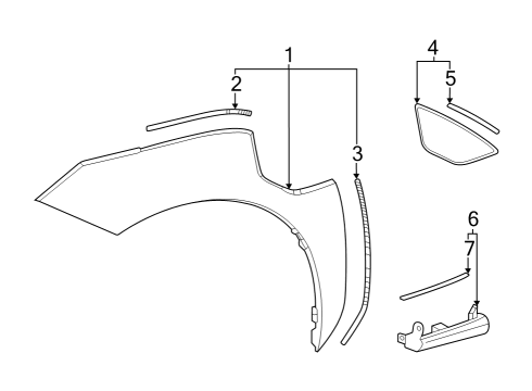 2023 Toyota bZ4X Exterior Trim - Fender Diagram