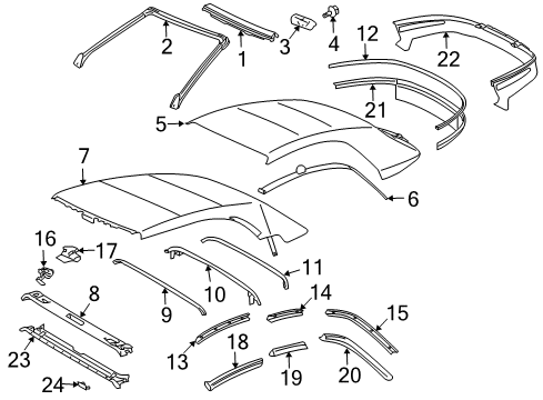 2006 Toyota Solara Garnish, Tarpaulin Roof Header Diagram for 65922-06010