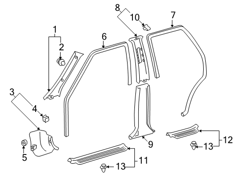 1998 Toyota Corolla Sill Plate, Driver Side Diagram for 67914-02030-E0