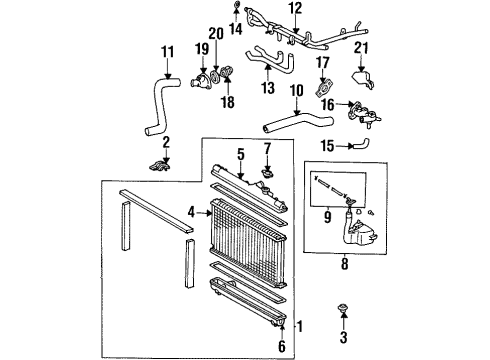 1999 Toyota Celica Radiator & Components Diagram