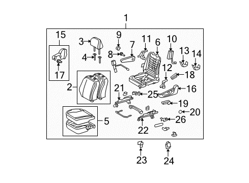 2009 Scion xB Cover, Vertical Adjuster LH Diagram for 72462-42010-B0