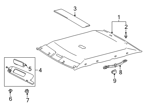 1998 Toyota Camry Visor Assembly, Right Diagram for 74310-AA100-B0