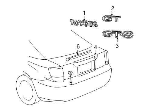 2005 Toyota Celica Exterior Trim - Lift Gate Diagram