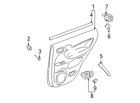 2005 Toyota RAV4 Interior Trim - Rear Door Diagram