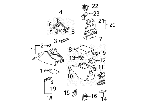 2000 Toyota Avalon Box Assy, Console, Rear Diagram for 58910-AC060-B0