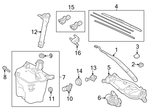 2017 Toyota Corolla Wiper & Washer Components, Body Diagram