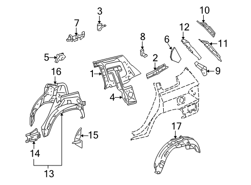 2011 Toyota Highlander Inner Structure - Quarter Panel Diagram 1 - Thumbnail