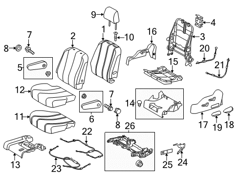 2017 Toyota Sienna No.1 Seat Back Cover Sub-Assembly, Left Diagram for 79014-08110-B1