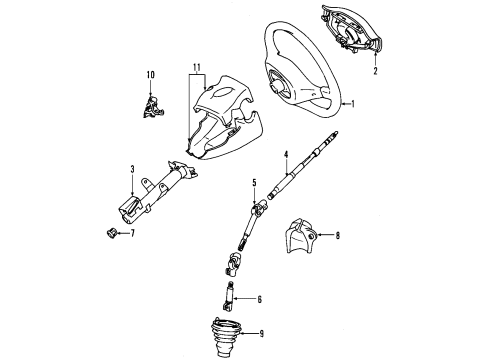 2005 Scion xA Steering Column & Wheel, Steering Gear & Linkage Diagram 1 - Thumbnail