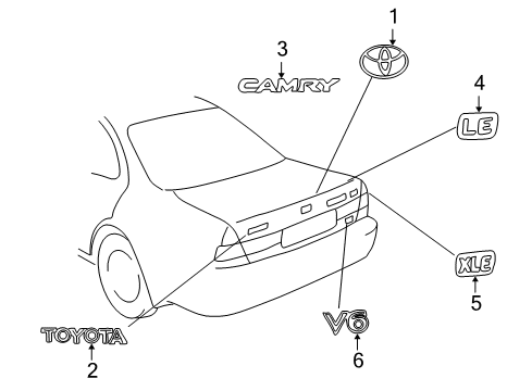 1998 Toyota Camry Exterior Trim - Trunk Lid Diagram